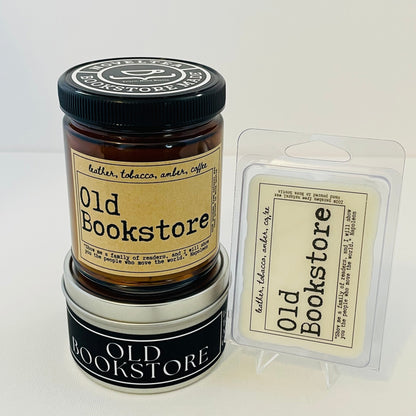 Old Bookstore - Leather & Coffee Scented Candle Jar